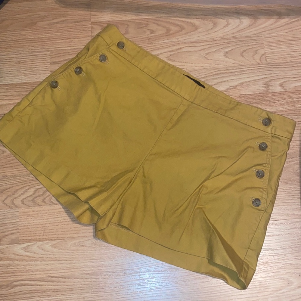 12P mustard shorts with button detail